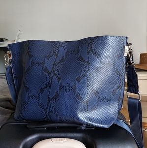 Blue Snakeskin Print Tote Bag